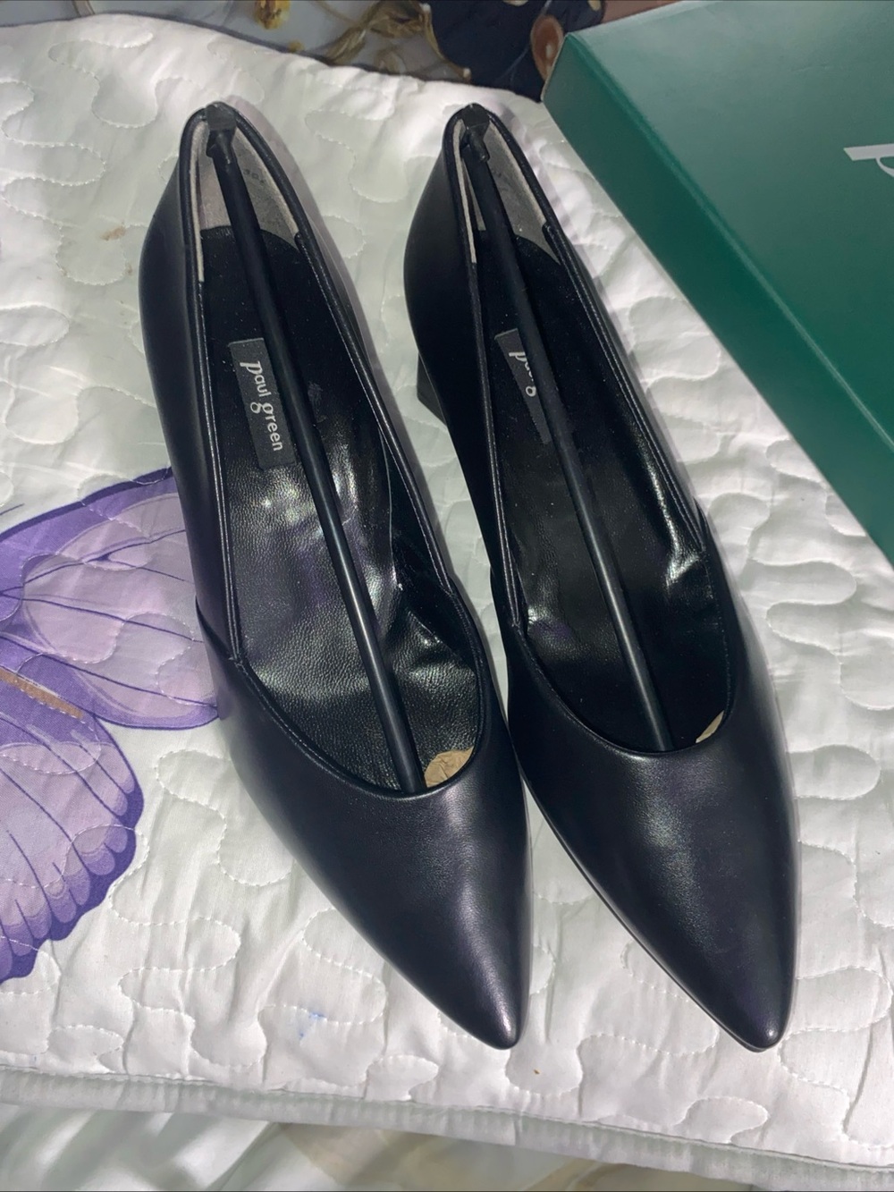 Paul Green Black Pointed Leather Pumps